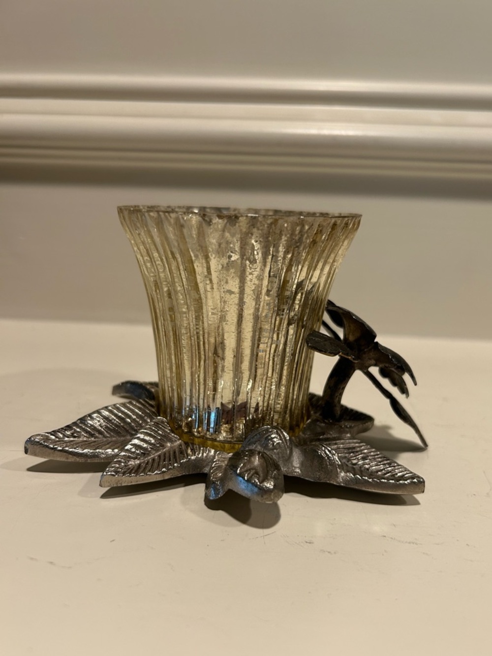 Pottery Barn Champagne Flower Mercury Cup Tealight Holder - Picture 3 of 11